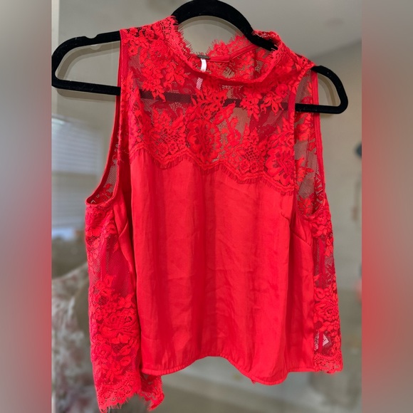 Free People Tops - 🔥‼️ Free people beautiful Red Lace detail Crop Top‼️🔥